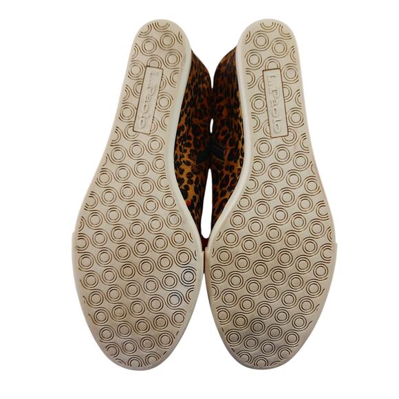 Linea Paolo Wedge Sneakers sz 9M Women Leopard‎ Print Fur Calf Hair Beige Orange - Picture 9 of 12